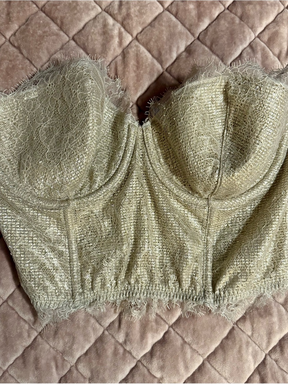 Victoria's Secret Gold Lace Longline Bustier Camisole